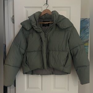 Zara Olive cropped Puffer Jacket